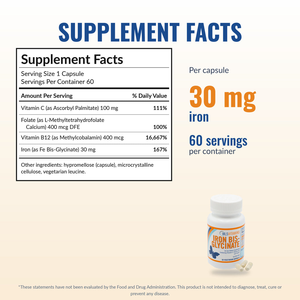 Bariatric Iron Bis-Glycinate with Vitamin C & B12